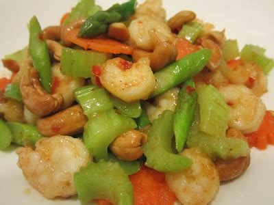 Stir Fried Shrimps With Cashew Nuts Celery And Asparagus Shrimp