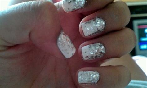 Chunky Silver Glitter Gradient Nails Silver Glitter Nail Art