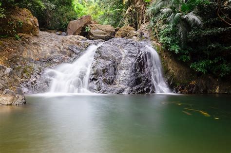 Premium Photo | Waterfall taken using slow shutter speed.