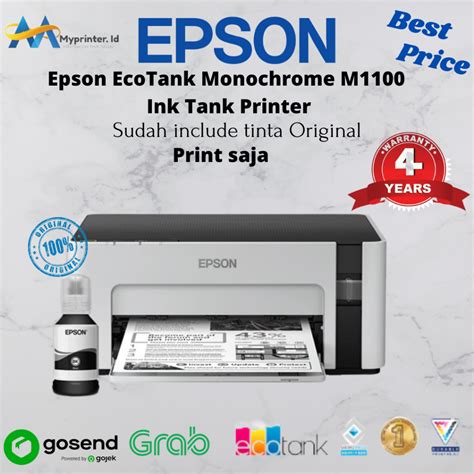 Jual Epson EcoTank Monochrome M1100 Ink Tank Printer Shopee Indonesia