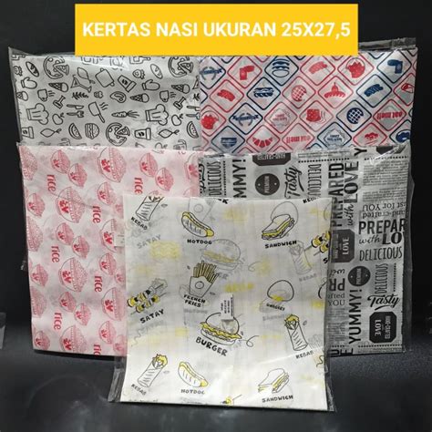 Jual KERTAS BUNGKUS NASI LAMINASI MOTIF UKURAN 25X27 5 CM Shopee