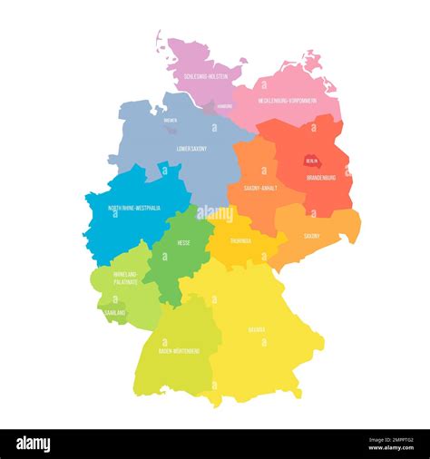 Alemania Mapa político de las divisiones administrativas Imagen Vector