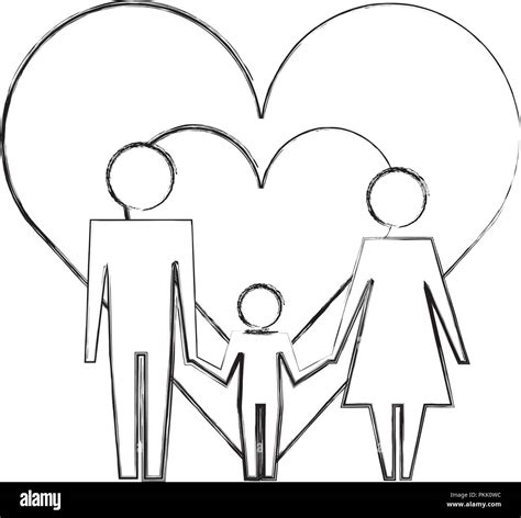 Pictograma De Corazones En El Amor De La Familia Juntos Imagen Vector De Stock Alamy