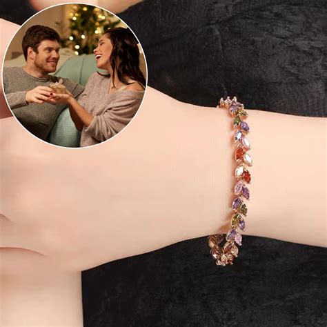 Bagzy Tennis Bracelets 18k Gold Plated Colorful Crystal Willow Bracelet