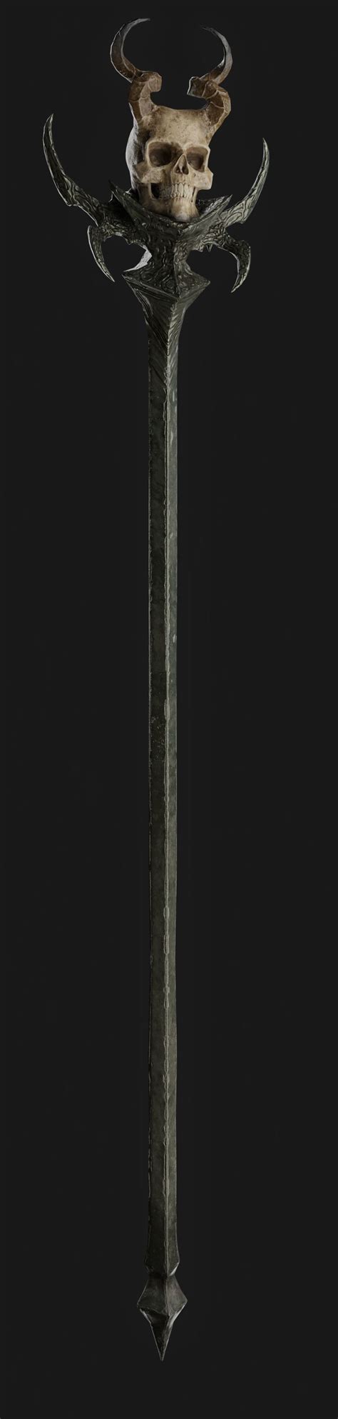 3D Model Necromancer Staff 02 VR AR Low Poly CGTrader