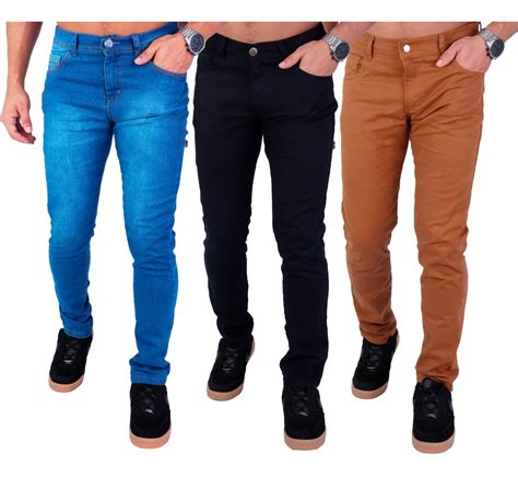 Kit C 9 Calça Jeans Sarja Masculina Skinny Lycra Colorida Mercado Livre