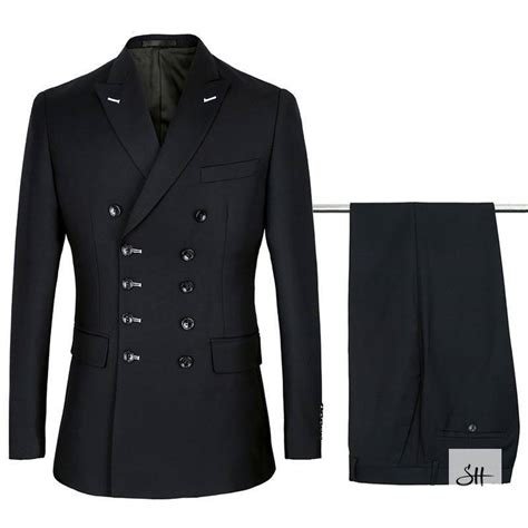 Men S Double Breasted Slim Fit Suit Set Sleek Heart