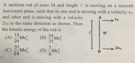 A uniform rod of mass M and length ℓ is moving on a smooth horizontal