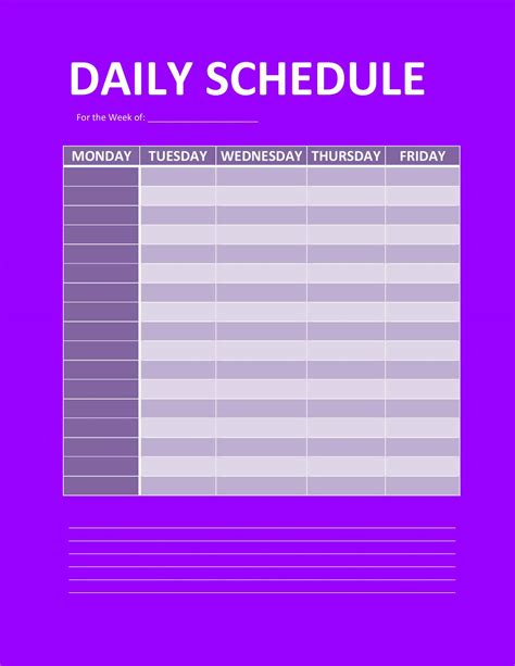 Free Printable Daily Schedule Templates Pdf Word