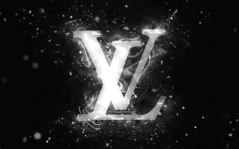 Louis Vuitton White Logo White Neon Lights Creative Black Abstract