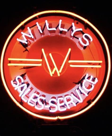 New Willys Sales Service Jeep Willys Overland Car Dealership Neon Sign