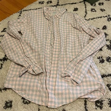 J Crew Shirts Jcrew Plaid Button Down Pale Pink Poshmark