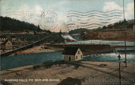 Dam and Sluice Rumford Falls, ME Postcard