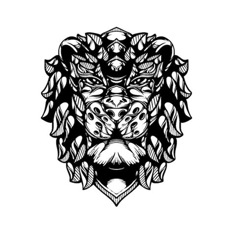 Premium Vector Decorative Line Drawing Of A Lion Head