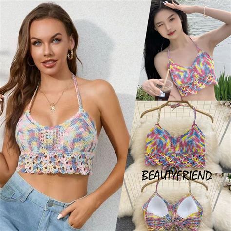 NEW Crochet Top For Women Bikini Knitted Swimwear Top Beach Wear Outfit