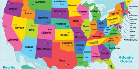 Colored Map Of The United States United States Map For Kids — Cm