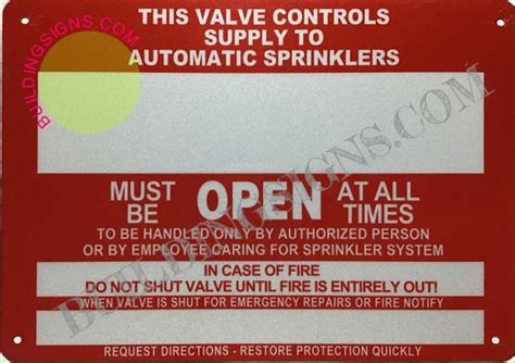 Hpd Sign This Valve Controls Supply To Automatic Sprinklers Sign Hpd