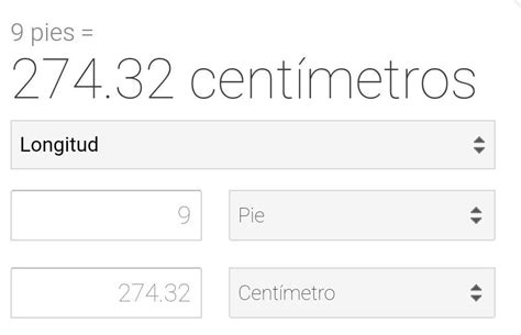 9 pies a centímetros Brainly lat