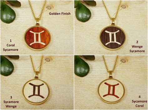 Gemini Symbol Necklace, Elegant Wood Necklace, Gemini Zodiac Necklace ...