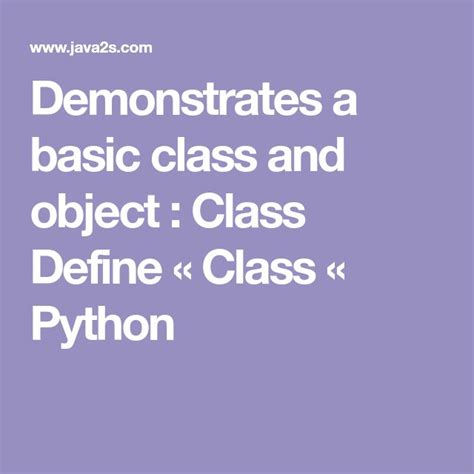 Introduction To Class And Object In Python