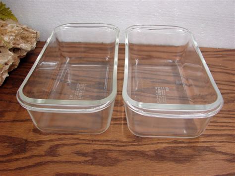 Vintage Pyrex 213 Loaf Bread Pan Clear Glass 1 1 2 Quart Set 3 Moose R Us Log Cabin Decor