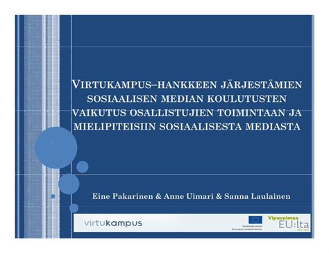 Pdf Virtukampus Koulutusten Vaikutuksia Ysaada Tietoa Miten