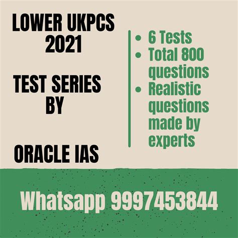 Lower Ukpcs Prelims Test Series By Oracle Ias Dehradun