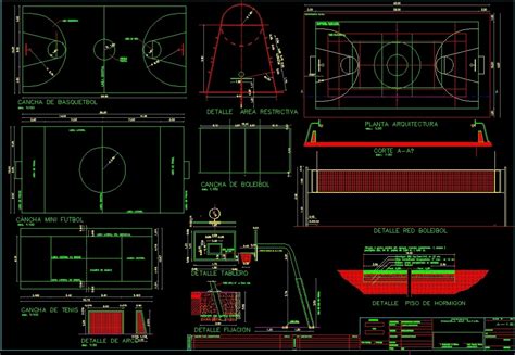 Multi Court DWG Detail For AutoCAD Designs CAD