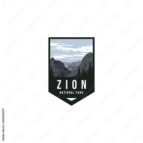 Zion National Park emblem patch logo sticker vector illustration Stock ...