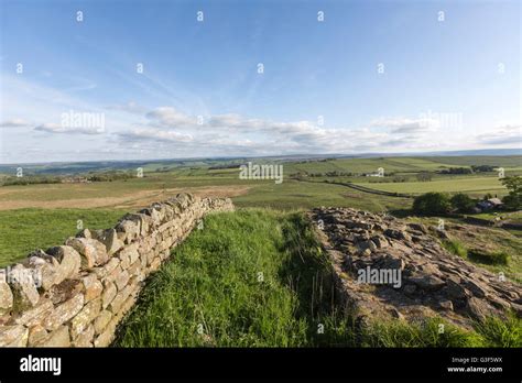 Steel Rigg Hadrian S Wall Northumberland National Park England Stock