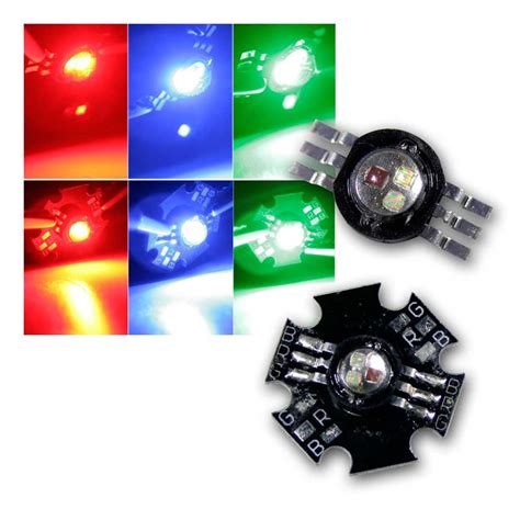 Highpower LED Chip 3W RGB, sehr hell, breiter Abstrahlwinkel