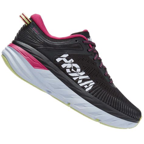 Hoka Bondi 7 Womens Road Running Shoes Blue Graphitefestival Fuschia