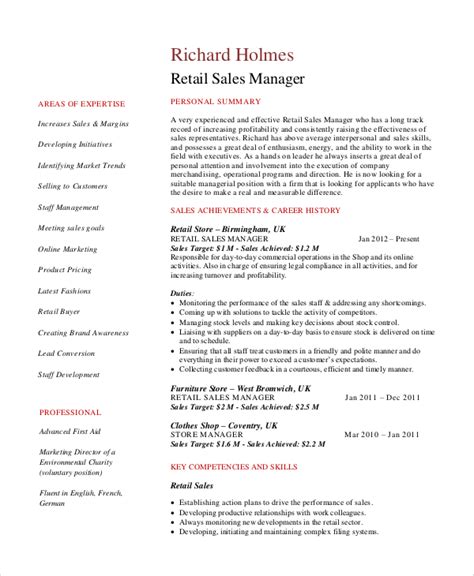 Free Retail Resume Objective Templates In Ms Word Pdf