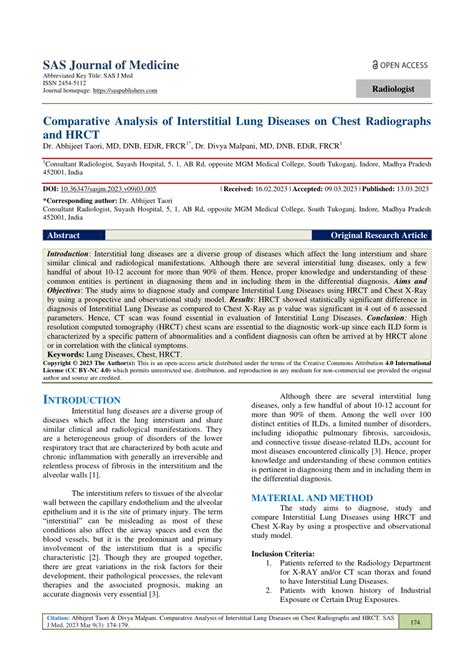 Pdf Comparative Analysis Of Interstitial Lung Diseases On Chest Radiographs And Hrct