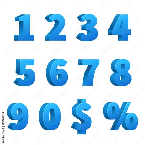 Blue 3d School Numbers Vector Set Stock Vector Adobe Stock