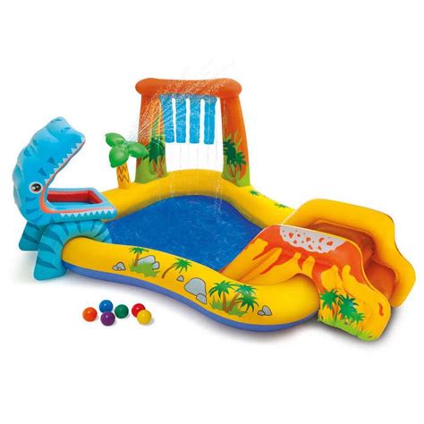 INTEX Piscine Gonflable Enfant Aire De Jeux Aquatique Dinosaure 249 X