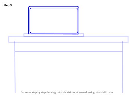 How To Draw Laptop Desk Furniture Step By Step