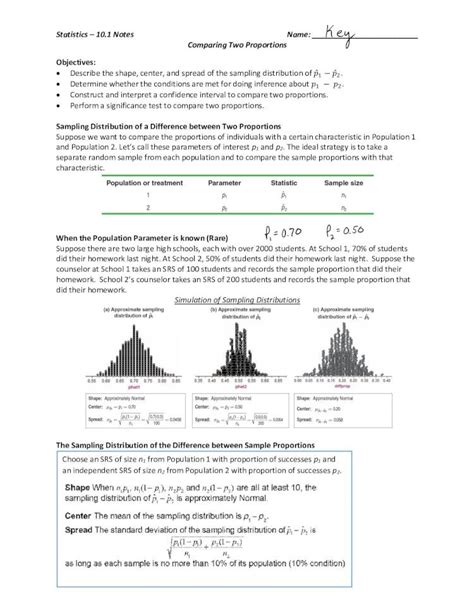 PDF Statistics 10 1 Notes Name Comparing Two Proportions