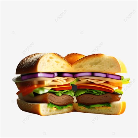 Delicious Sandwich Burger Realistic Fast Food Digital Artwork Burger