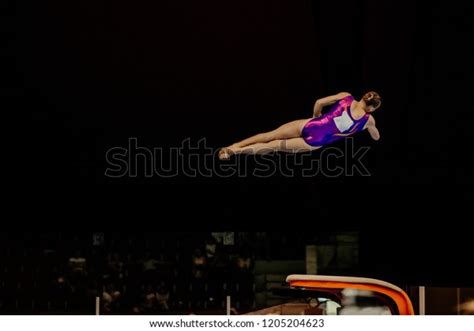 Vault Attempting Female Gymnast Gymnastics On Stock Photo 1205204623 ...