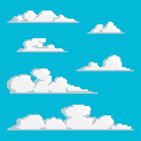 Premium Vector Flat Design Pixel Art Cloud Illustration