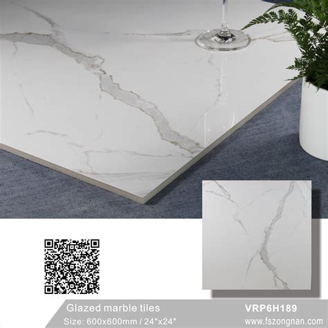 Carara White Glazed Marble Polished Porcelain Floor Tile For Building Material Vrp6h189