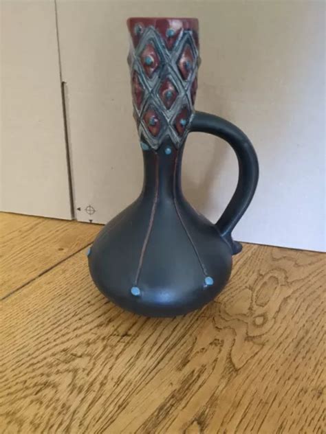 ANCIEN VINTAGE AIGUIÈRE Carafe Pichet en Céramique Emaillée EUR 19 99