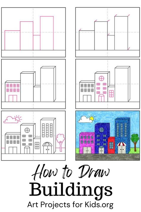 Easy How to Draw Buildings Tutorial Video and Buildings Coloring Page | Easy drawings, Drawings ...