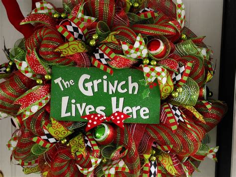 Merry Grinchmas Deco Mesh Wreathgrinch Christmas Etsy Christmas