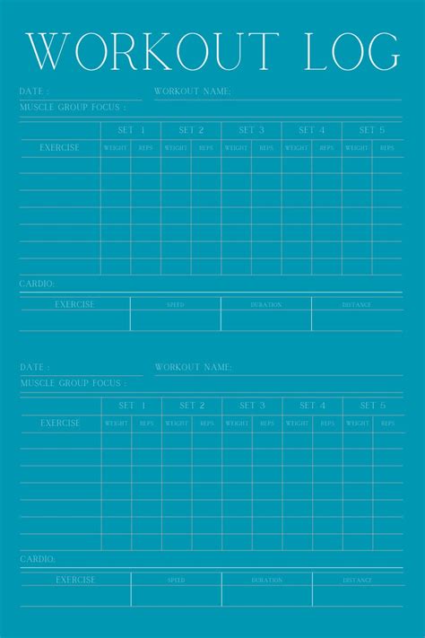 Workout Tracker Printable Daily Exercise Log Fitness Journal Workout