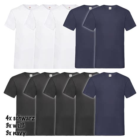 10er Pack Fruit Of The Loom Valueweight V Neck T Herren T Shirt V