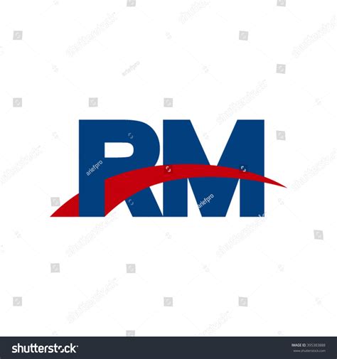 RM Initial Overlapping Swoosh Letter Logo Blue Royalty Free Stock