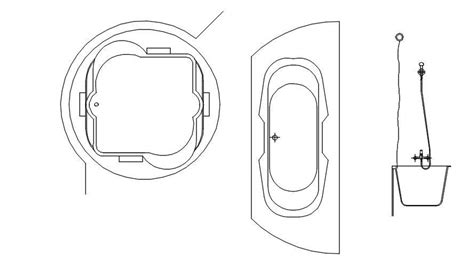 2d Top View Of Jacuzzi And Bathtub Cad Blocks In Autocad Dwg File