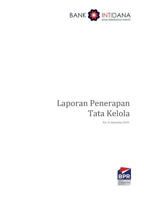 PDF Laporan Penerapan Tata Kelola BPR INTIDANA Umum Pada